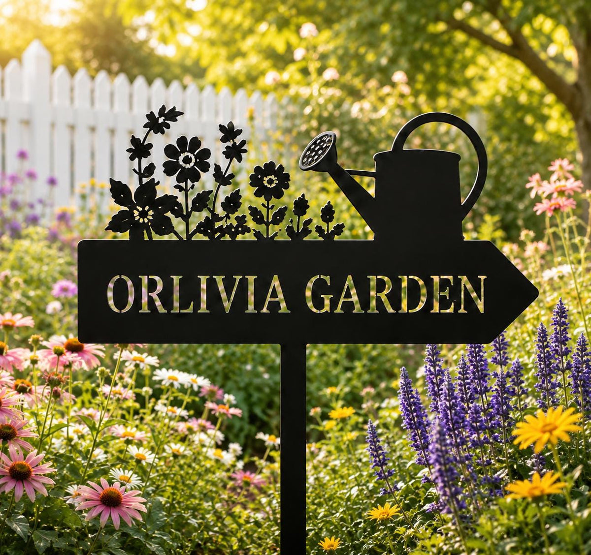 Personalized Watering Can Garden Sign - Custom Flower Yard Stake - image 5