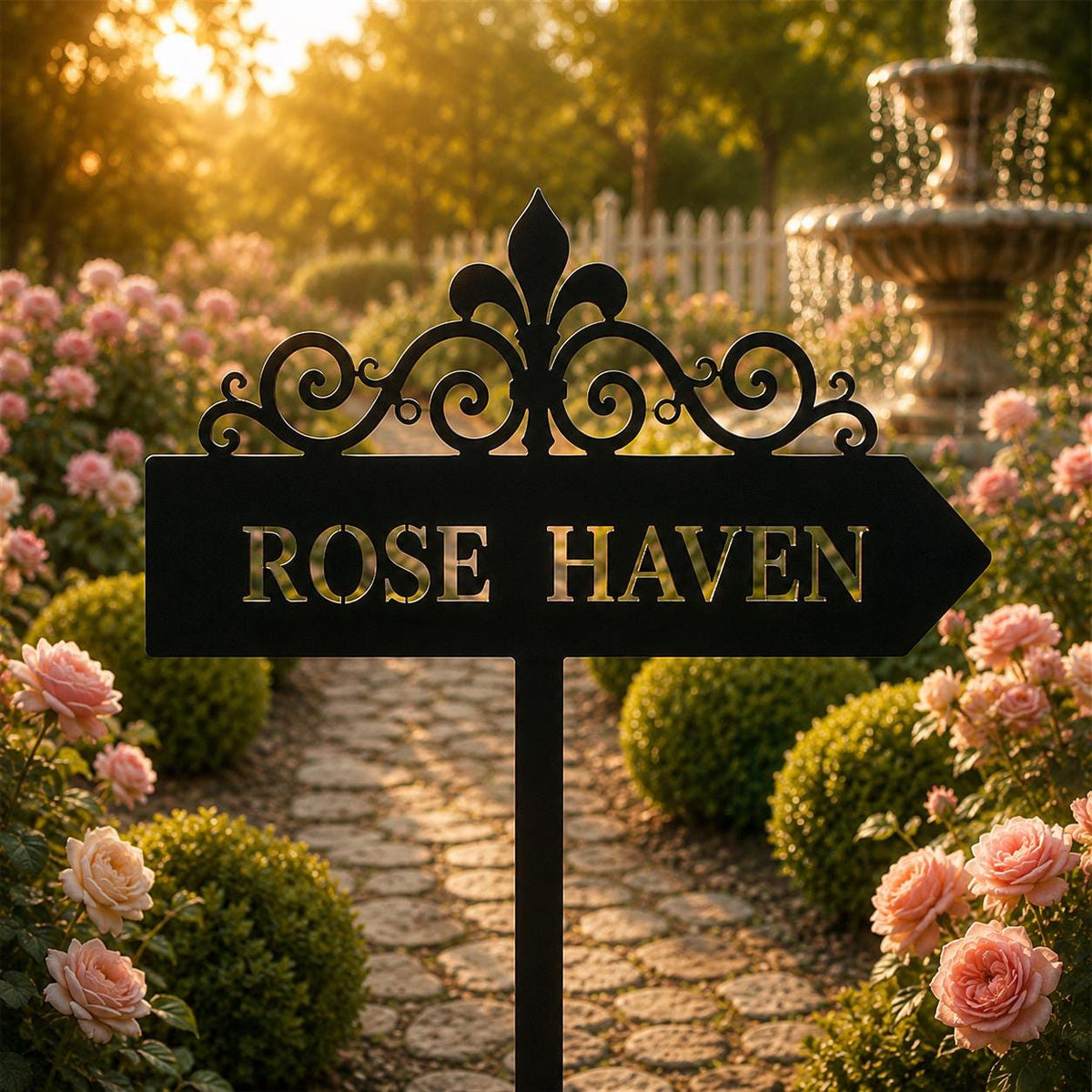 Custom Fleur de Lis Garden Sign - Personalized Metal Direction Stake - image 5