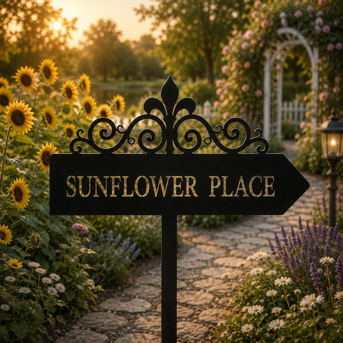 Custom Fleur de Lis Garden Sign - Personalized Metal Direction Stake - image 4