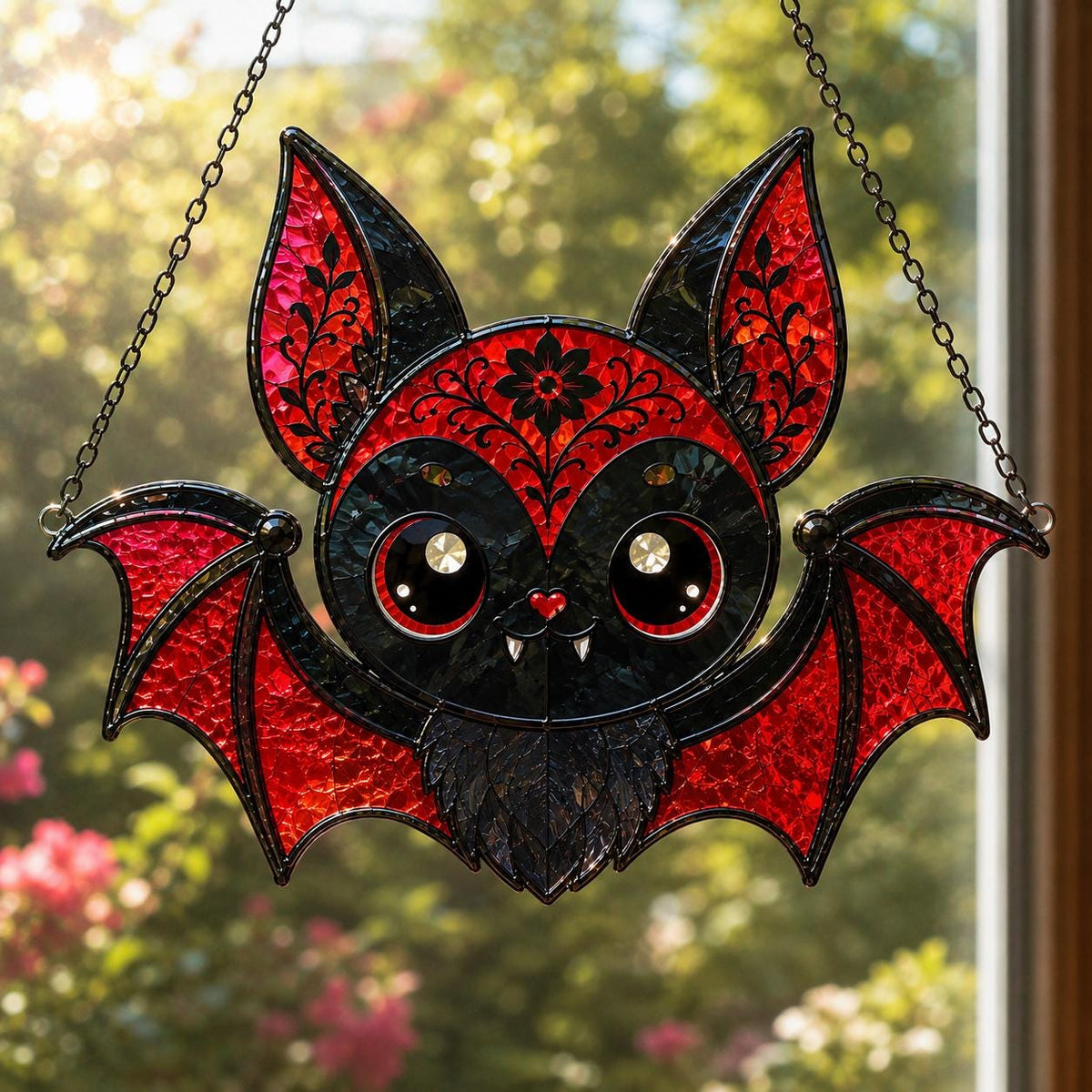 Red Bat Suncatcher - Gothic Acrylic Window Hanging - image 3