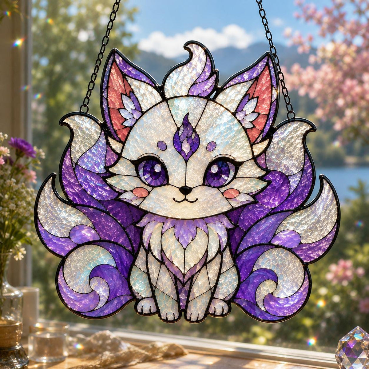 Nine Tailed Fox Suncatcher - Kitsune Acrylic Window Hanging - image 3