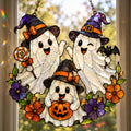 Halloween Ghost Trio Suncatcher - Cute Witch Ghost Acrylic Window Hanging