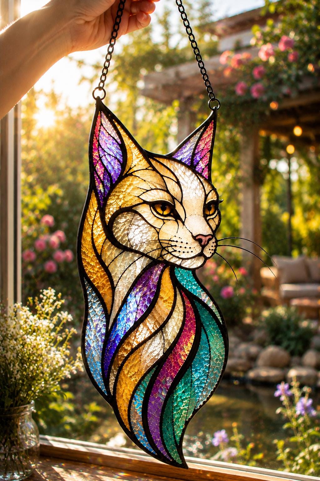 Mystic Feline Suncatcher - Acrylic Cat Window Hanging - image 2