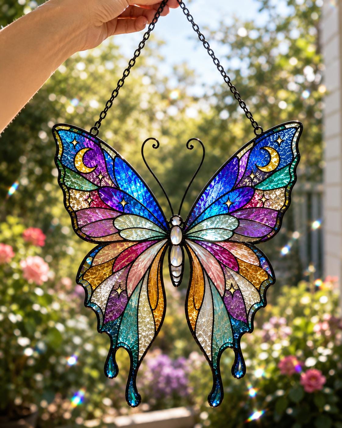 Celestial Butterfly Suncatcher - Moon Butterfly Acrylic Window Hanging - image 4