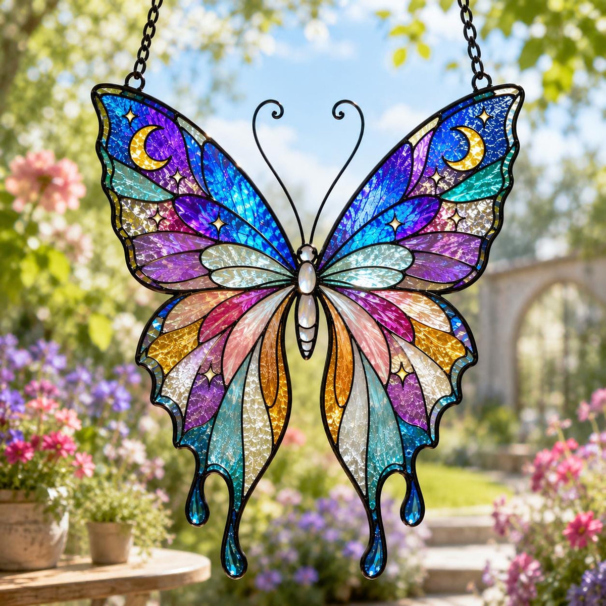 Celestial Butterfly Suncatcher - Moon Butterfly Acrylic Window Hanging