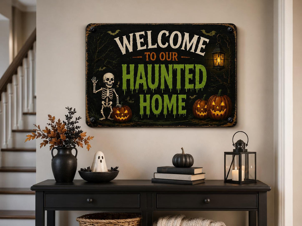 Halloween Haunted Home Sign - Welcome Spooky Wall Decor - image 2