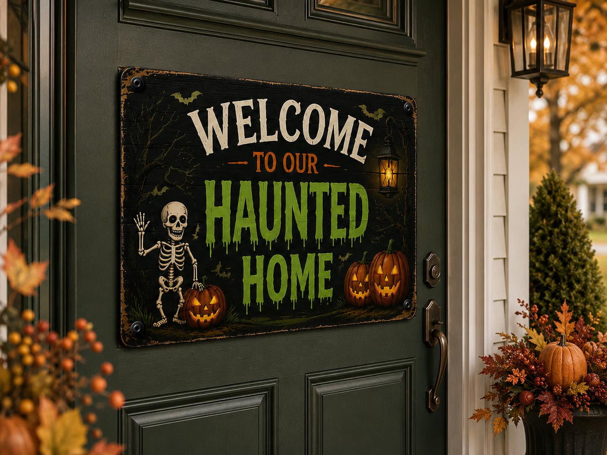 Halloween Haunted Home Sign - Welcome Spooky Wall Decor - image 4