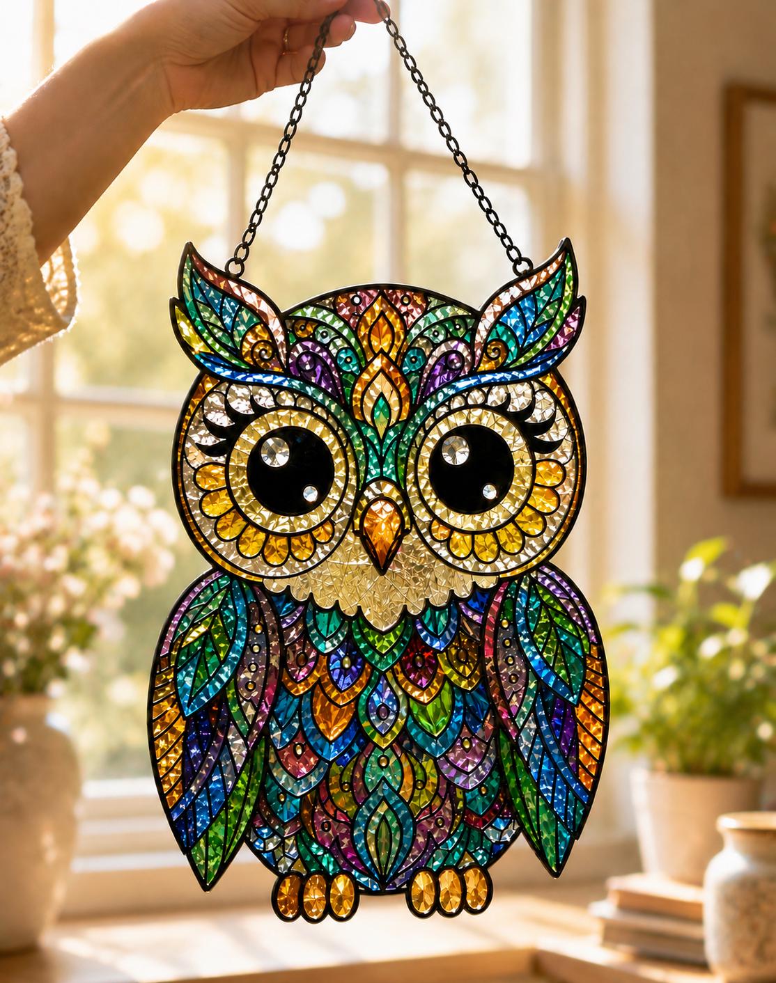 Colorful Owl Suncatcher - Acrylic Owl Window Hanging - image 4