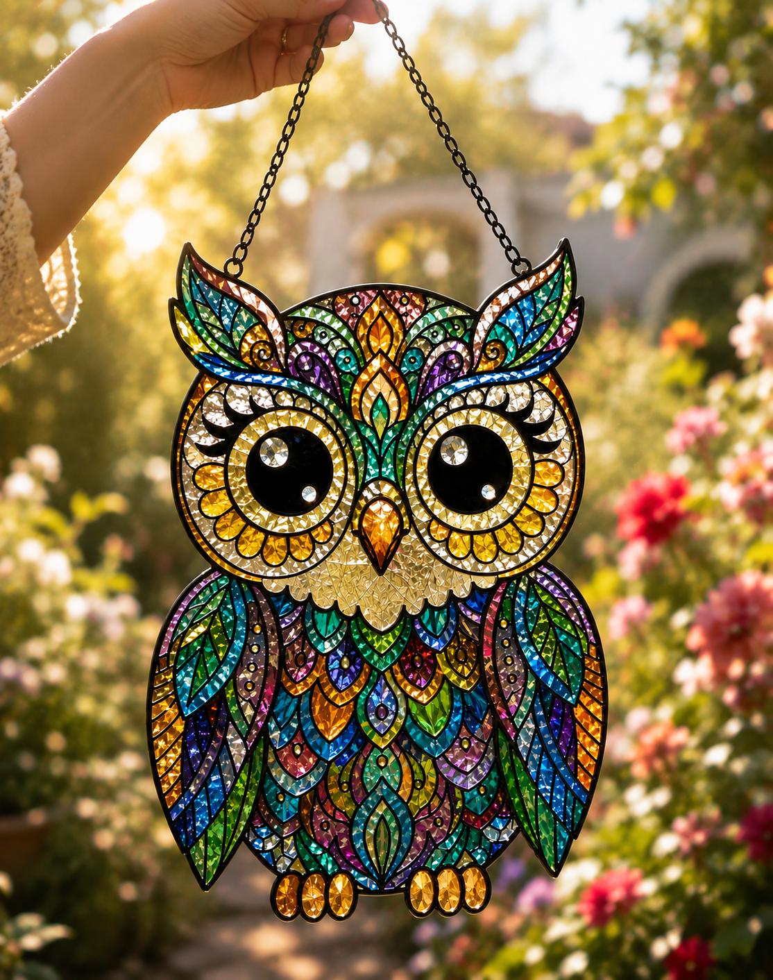Colorful Owl Suncatcher - Acrylic Owl Window Hanging - image 5