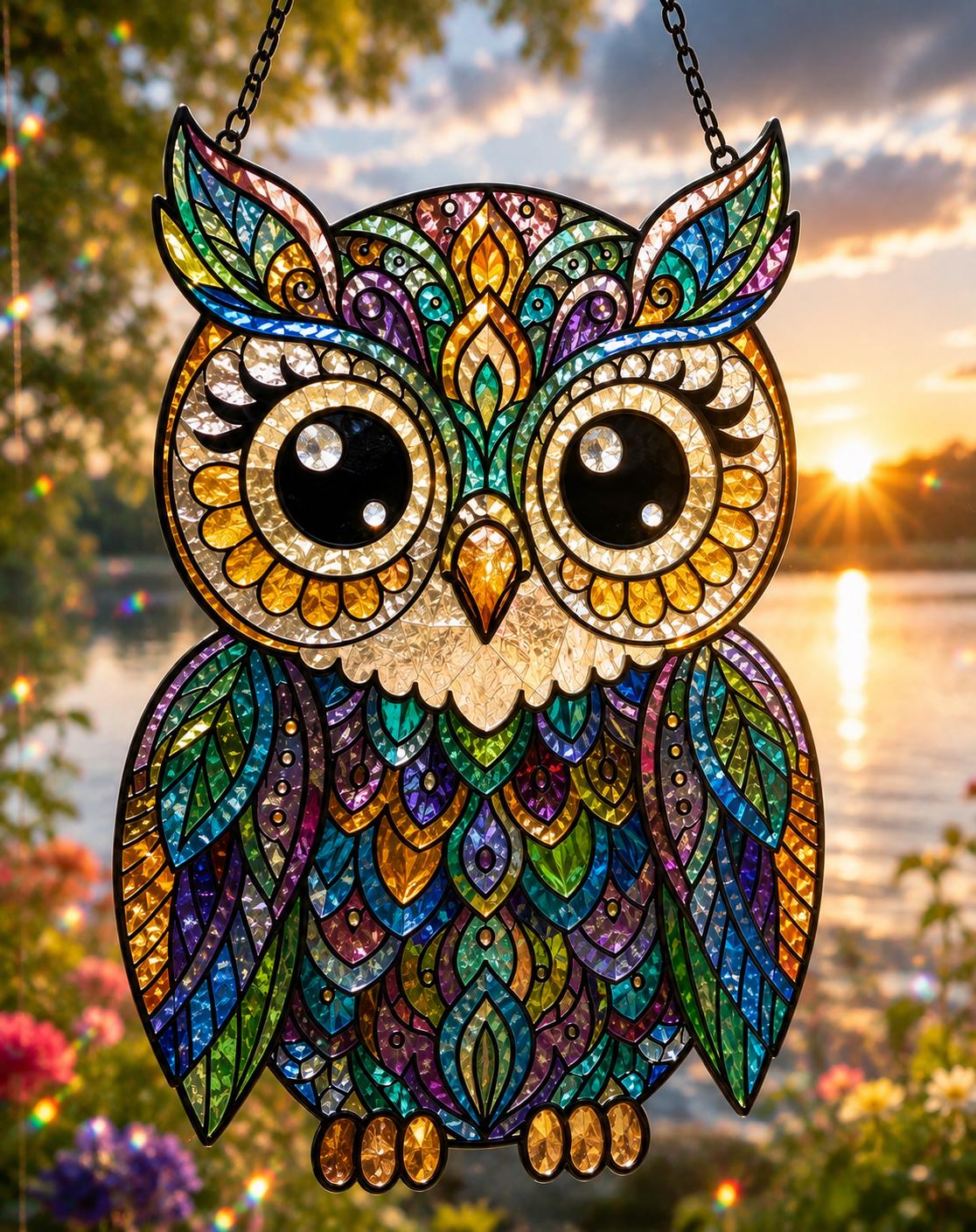Colorful Owl Suncatcher - Acrylic Owl Window Hanging - image 6