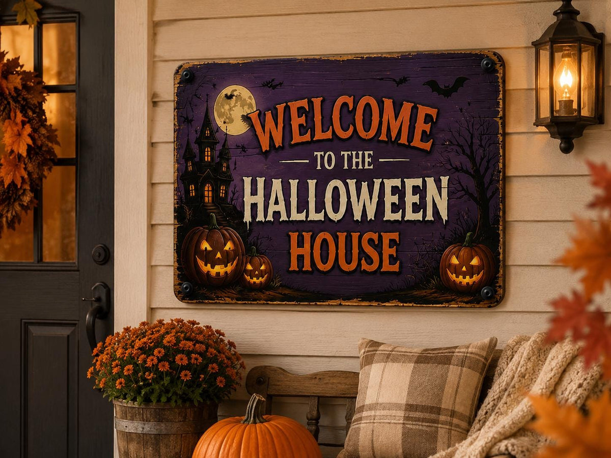Halloween Metal Sign - Welcome to the Halloween House