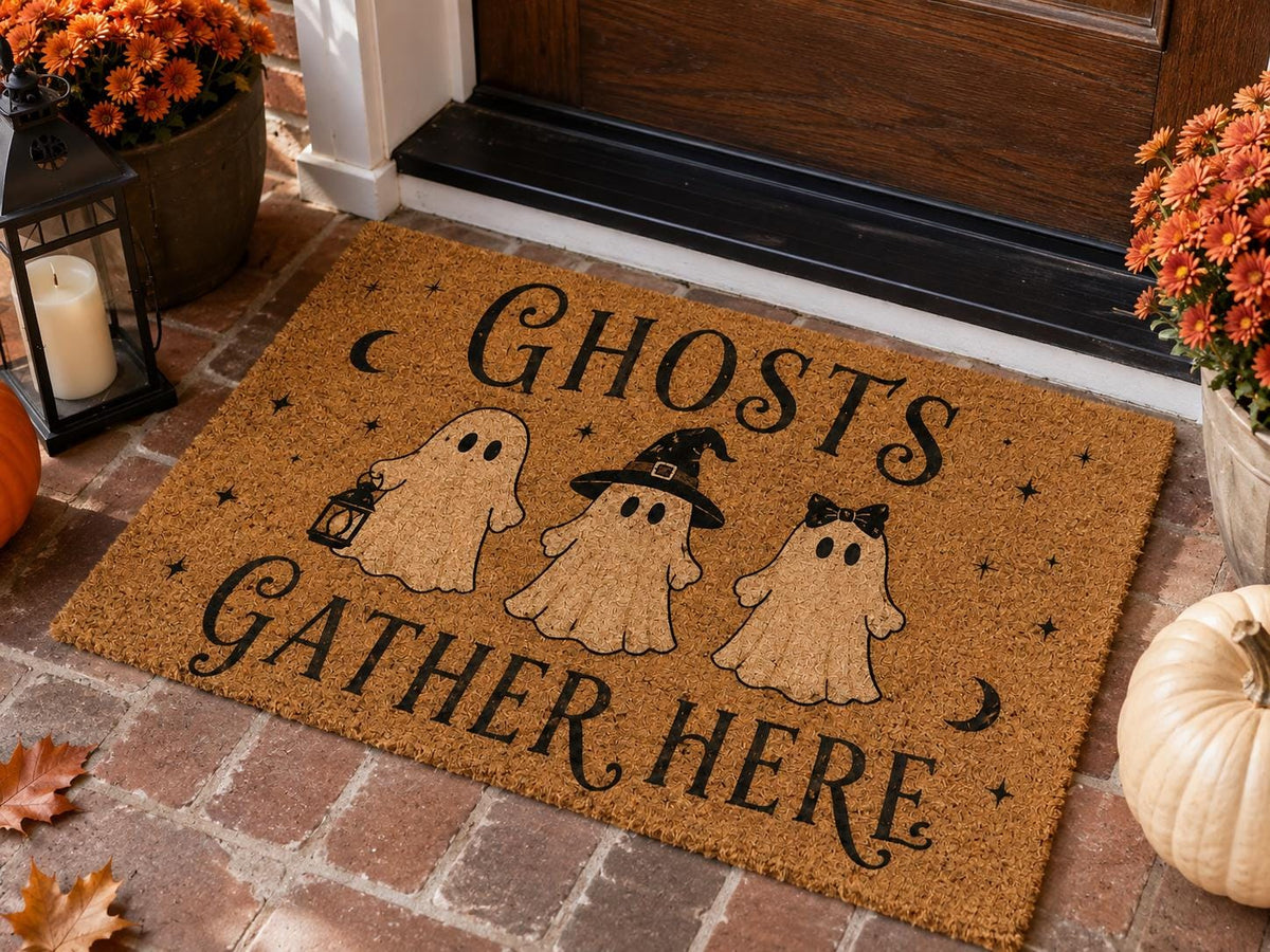 Ghosts Gather Here Doormat - Halloween Ghost Welcome Mat - image 5