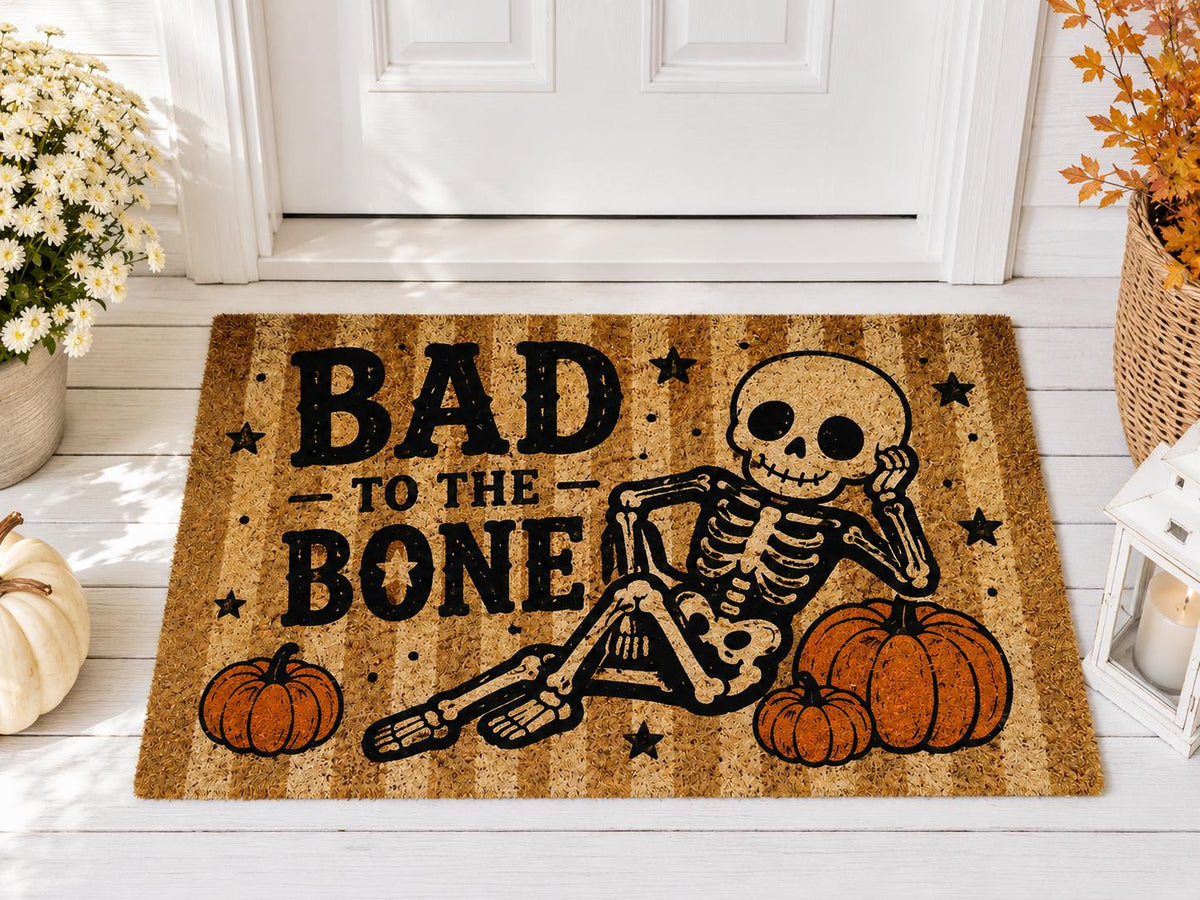 Bad to the Bone Doormat - Halloween Skeleton Welcome Mat - image 6