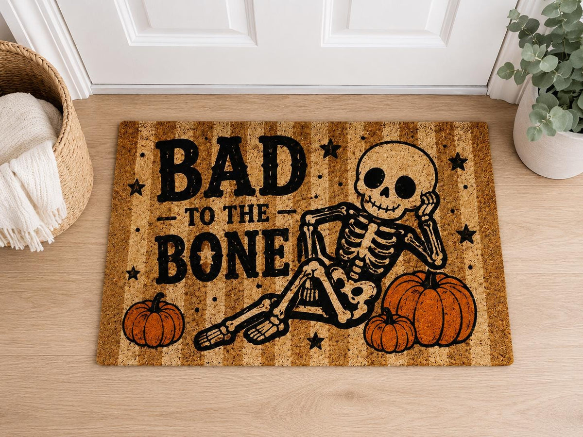 Bad to the Bone Doormat - Halloween Skeleton Welcome Mat - image 5