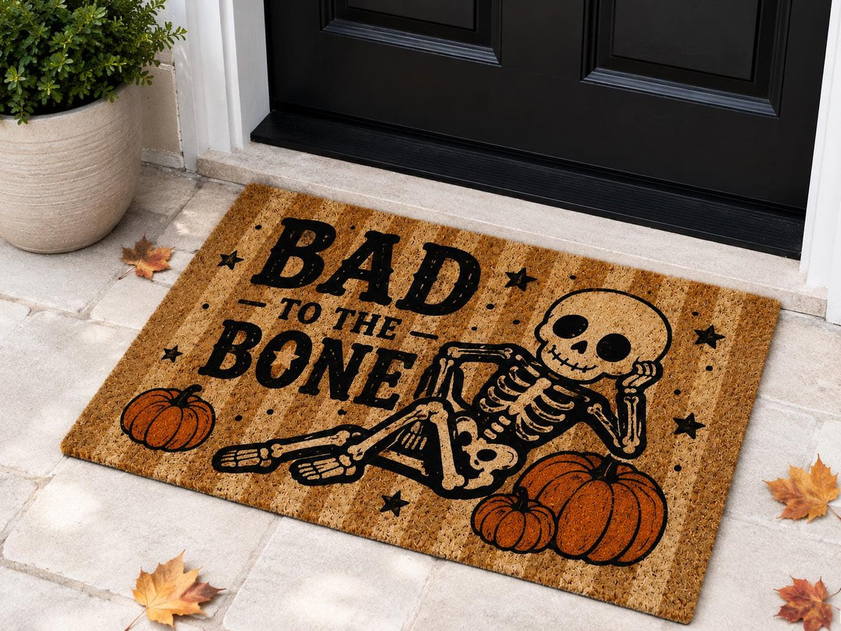 Bad to the Bone Doormat - Halloween Skeleton Welcome Mat - image 4