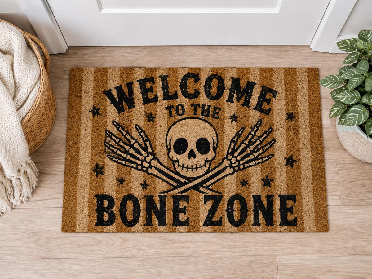 Welcome to the Bone Zone Doormat - Halloween Skeleton Welcome Mat