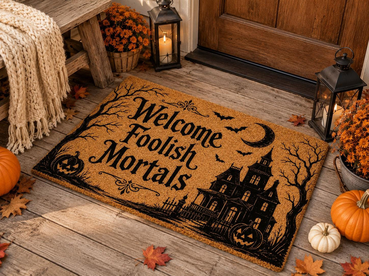 Welcome Foolish Mortals Doormat - Halloween Coir Mat - image 2