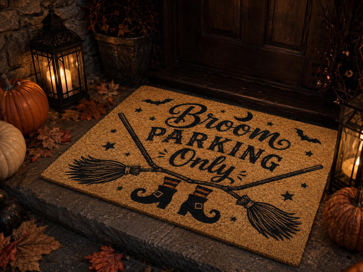 Broom Parking Only Doormat - Witch Halloween Coir Mat