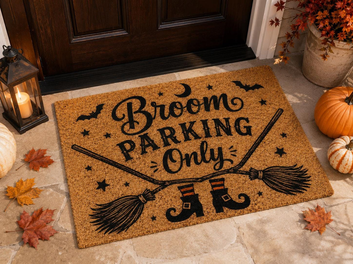 Broom Parking Only Doormat - Witch Halloween Coir Mat - image 2