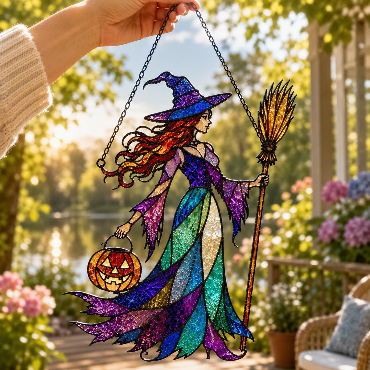 Halloween Witch Suncatcher - Acrylic Window Hanging - image 2