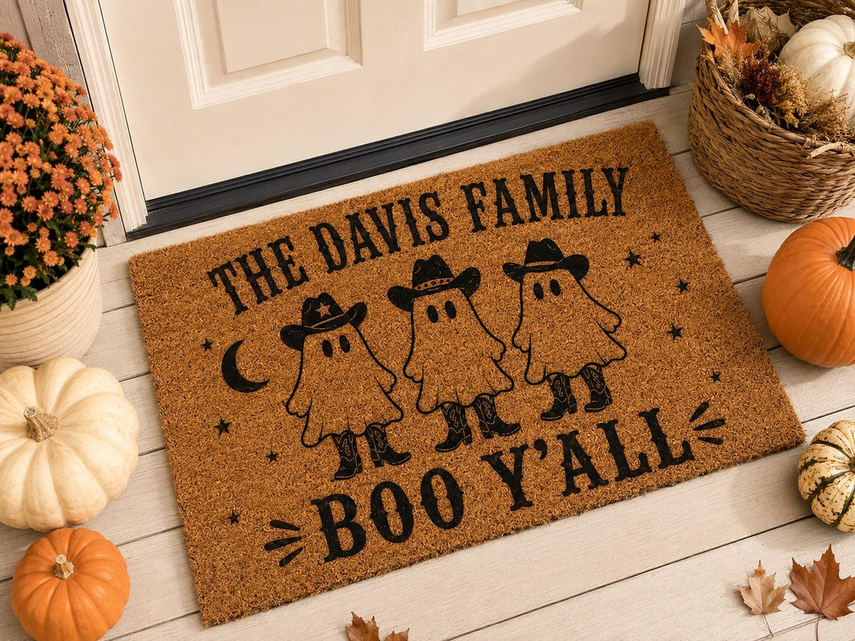 Personalized Halloween Doormat - Boo Y’all Ghost Family Mat - image 2