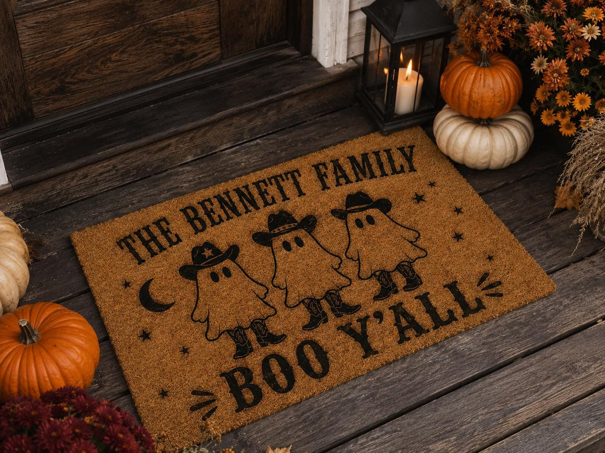 Personalized Halloween Doormat - Boo Y’all Ghost Family Mat - image 4