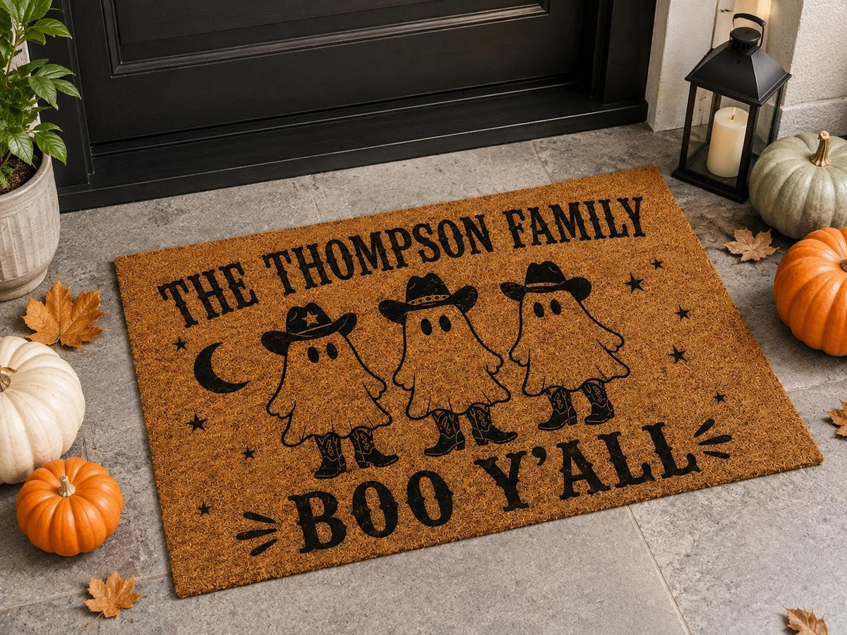 Personalized Halloween Doormat - Boo Y’all Ghost Family Mat - image 3