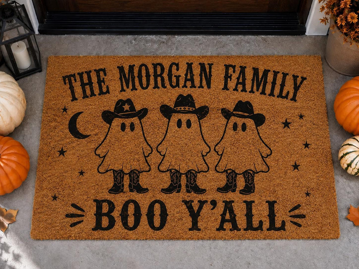 Personalized Halloween Doormat - Boo Y’all Ghost Family Mat - image 6