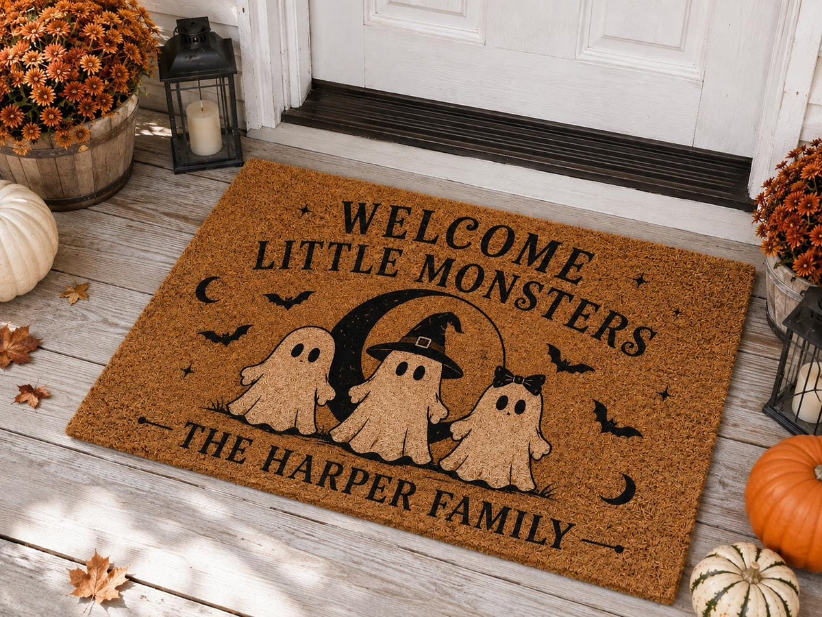 Welcome Little Monsters Doormat - Custom Ghost Family Name Mat - image 6