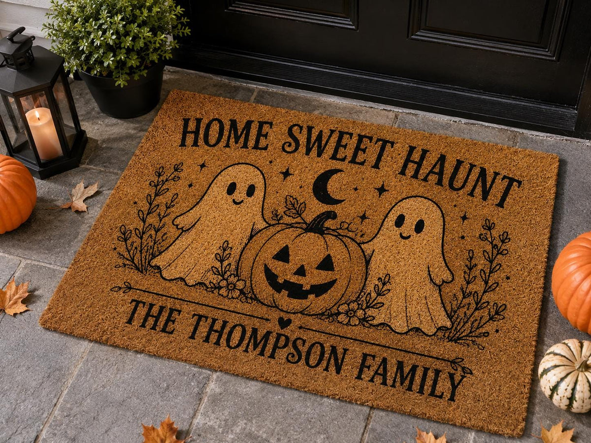Home Sweet Haunt Doormat - Custom Family Name Halloween Mat - image 2