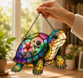 Garden Turtle Window Hanging - Floral Acrylic Suncatcher