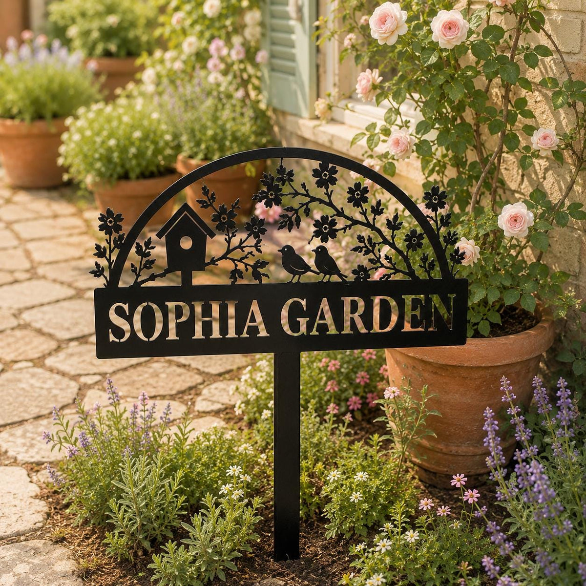 Personalized Birdhouse Garden Stake - Custom Name Metal Yard Sign - image 4