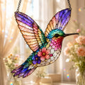 Hummingbird Suncatcher - Floral Acrylic Window Hanging