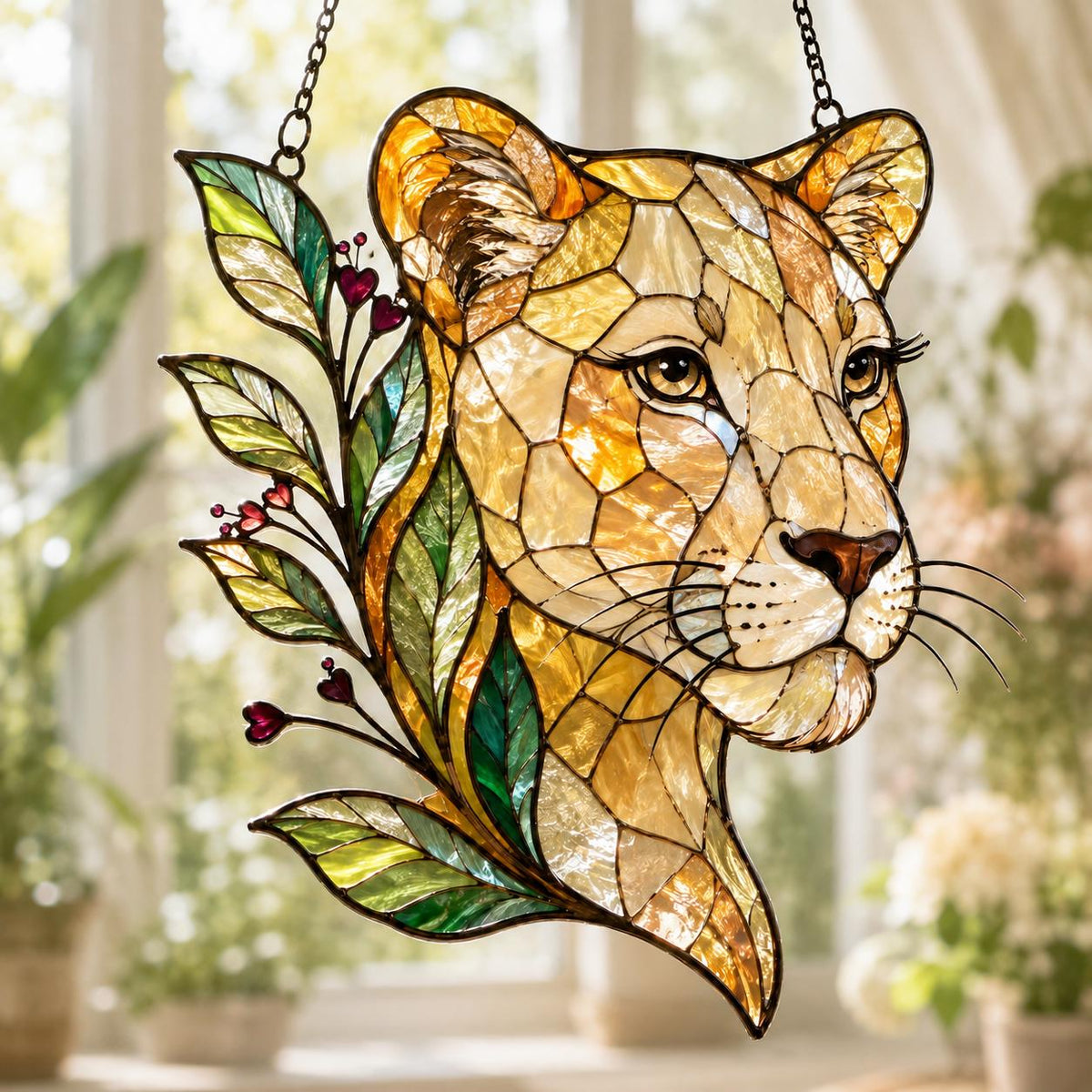 Lioness Suncatcher - Floral Acrylic Window Hanging - image 5