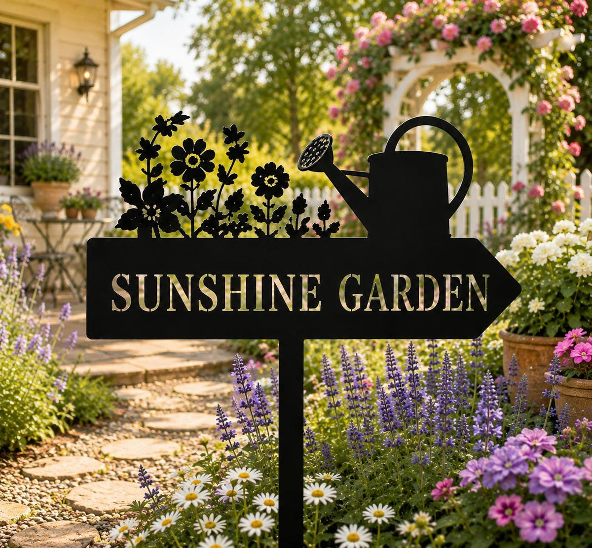 Personalized Watering Can Garden Sign - Custom Flower Yard Stake - image 2