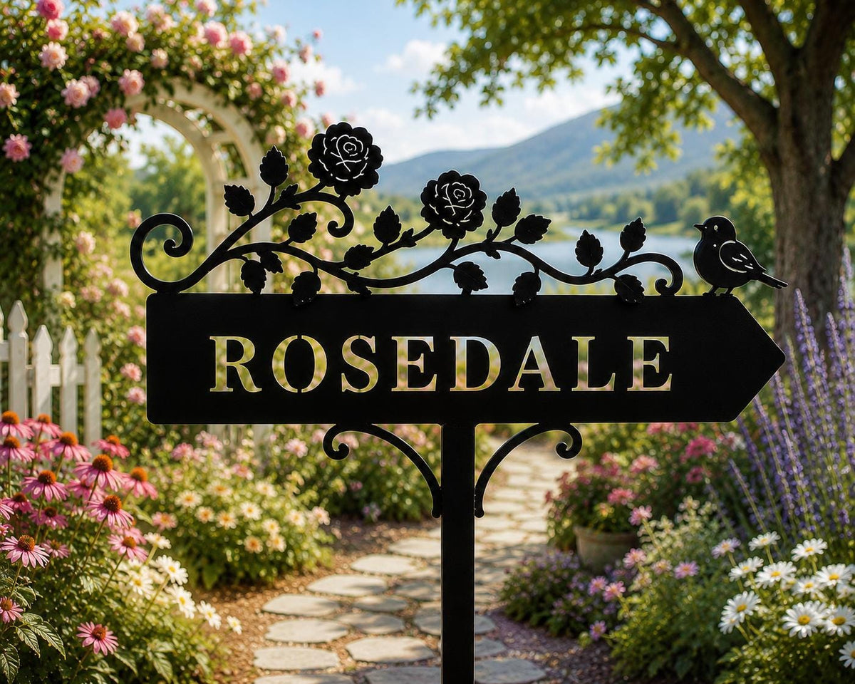 Personalized Rose Garden Sign - Custom Bird Direction Arrow - image 3