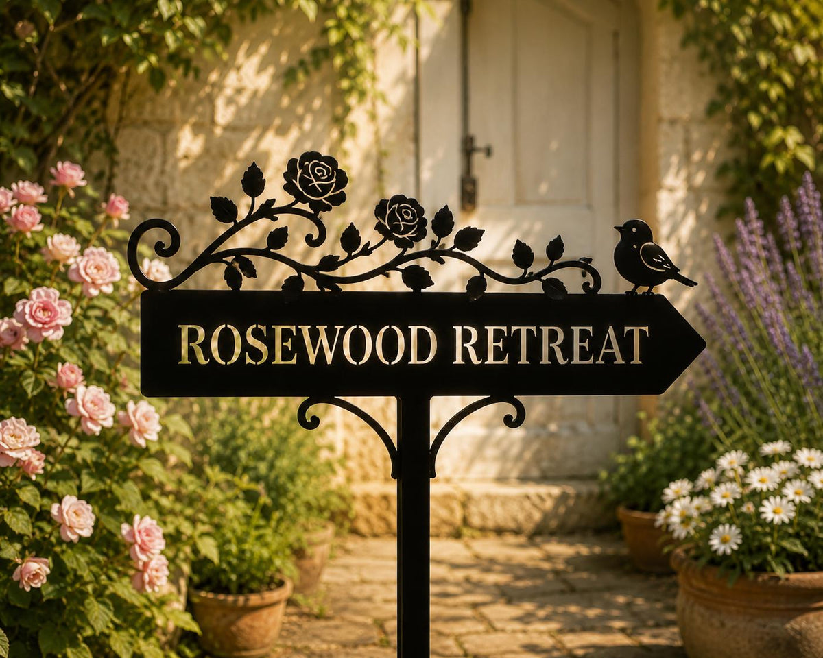 Personalized Rose Garden Sign - Custom Bird Direction Arrow - image 2
