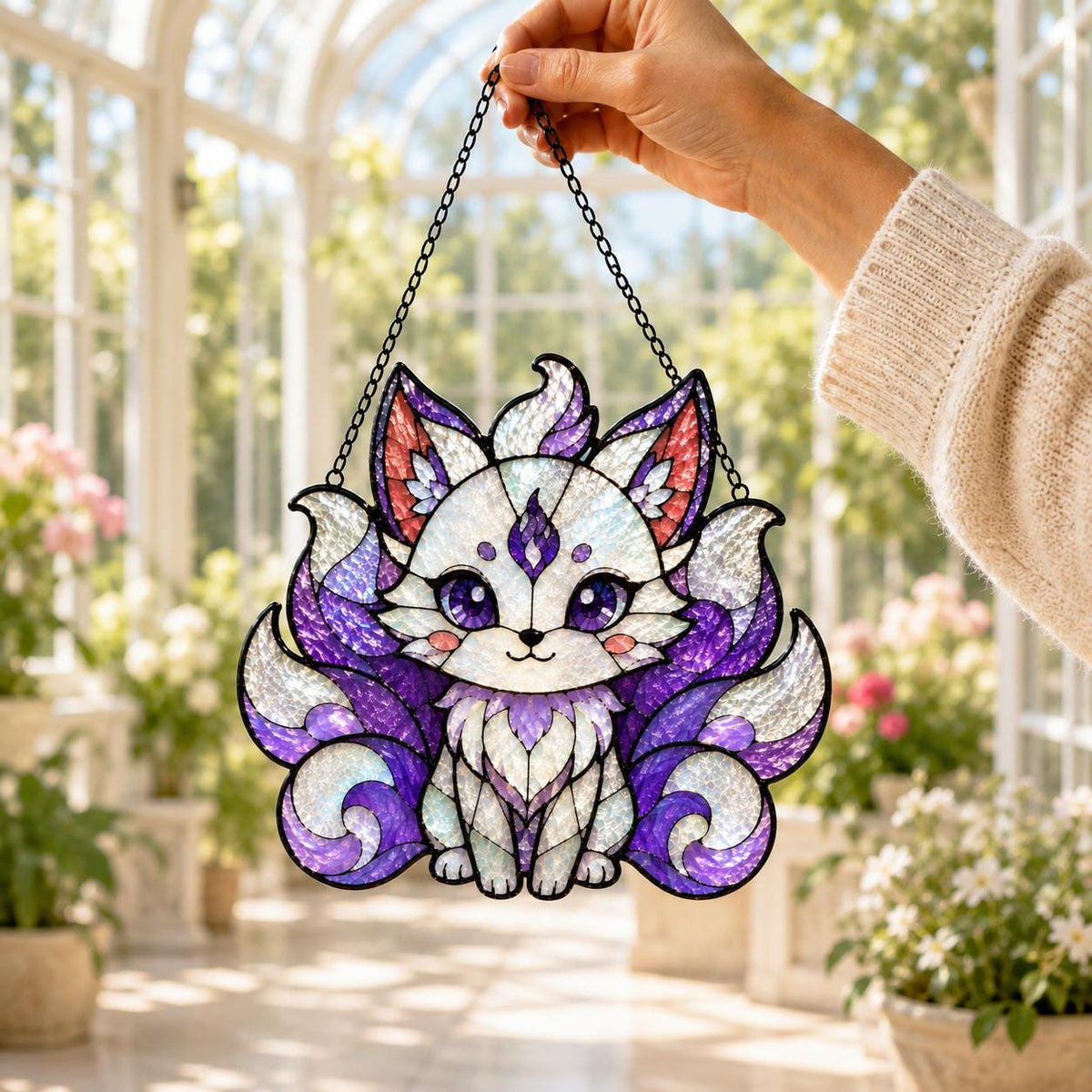Nine Tailed Fox Suncatcher - Kitsune Acrylic Window Hanging - image 2