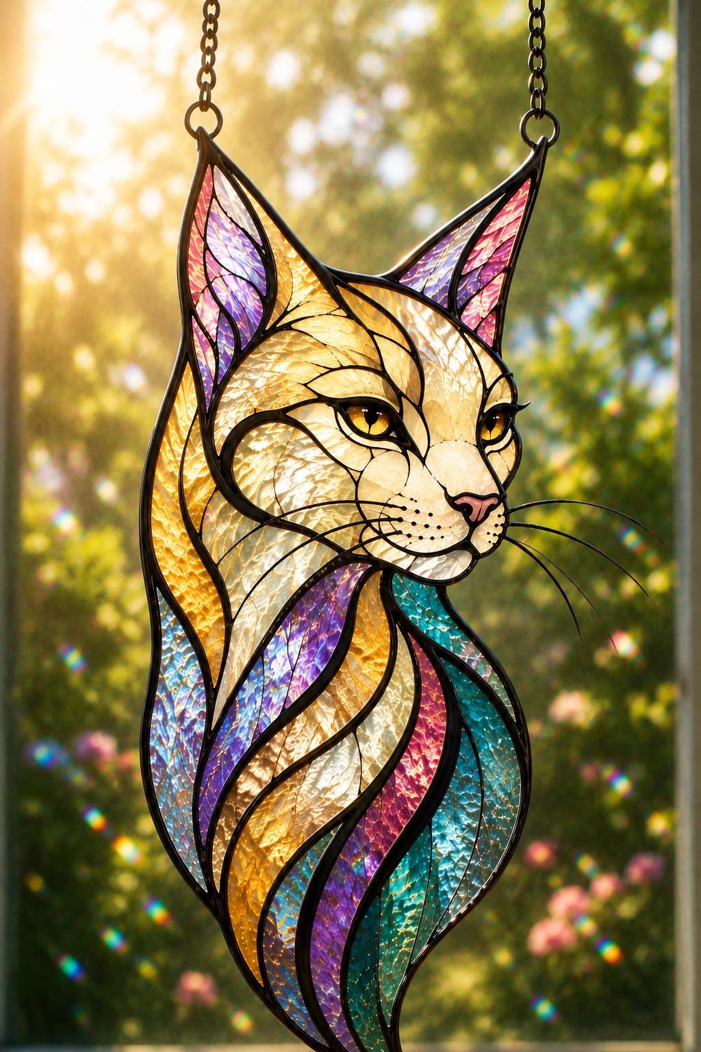 Mystic Feline Suncatcher - Acrylic Cat Window Hanging