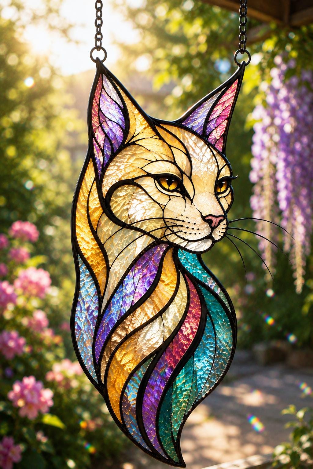 Mystic Feline Suncatcher - Acrylic Cat Window Hanging - image 3