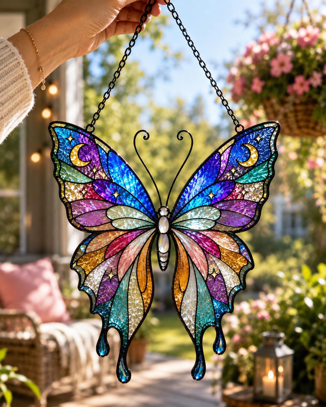 Celestial Butterfly Suncatcher - Moon Butterfly Acrylic Window Hanging - image 2