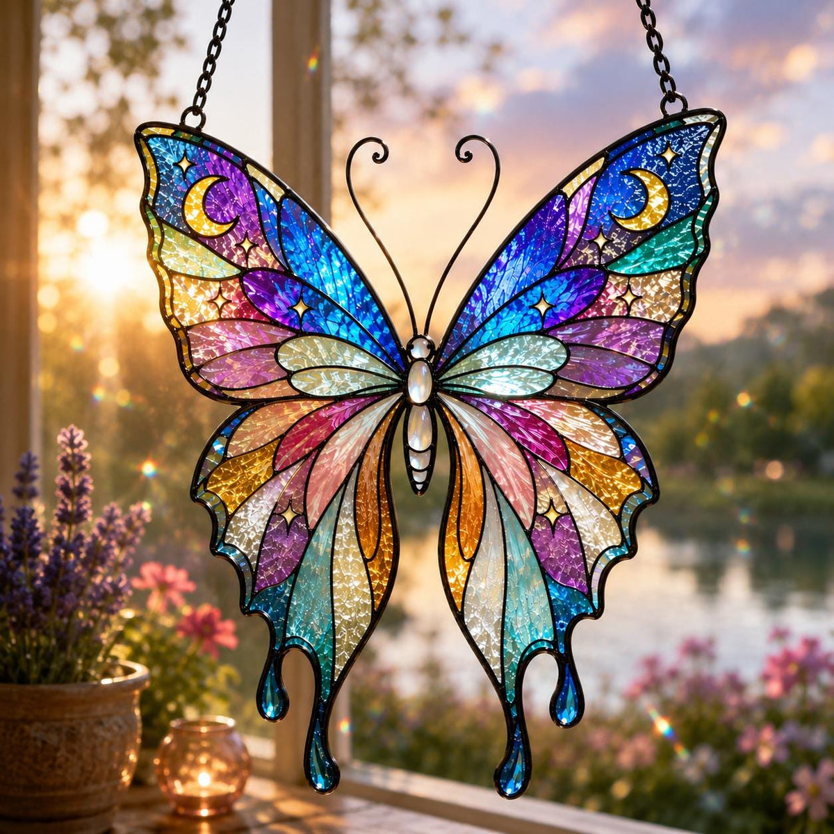 Celestial Butterfly Suncatcher - Moon Butterfly Acrylic Window Hanging - image 5