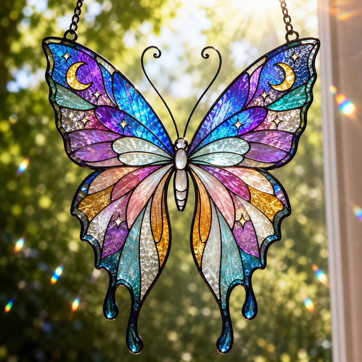 Celestial Butterfly Suncatcher - Moon Butterfly Acrylic Window Hanging - image 3