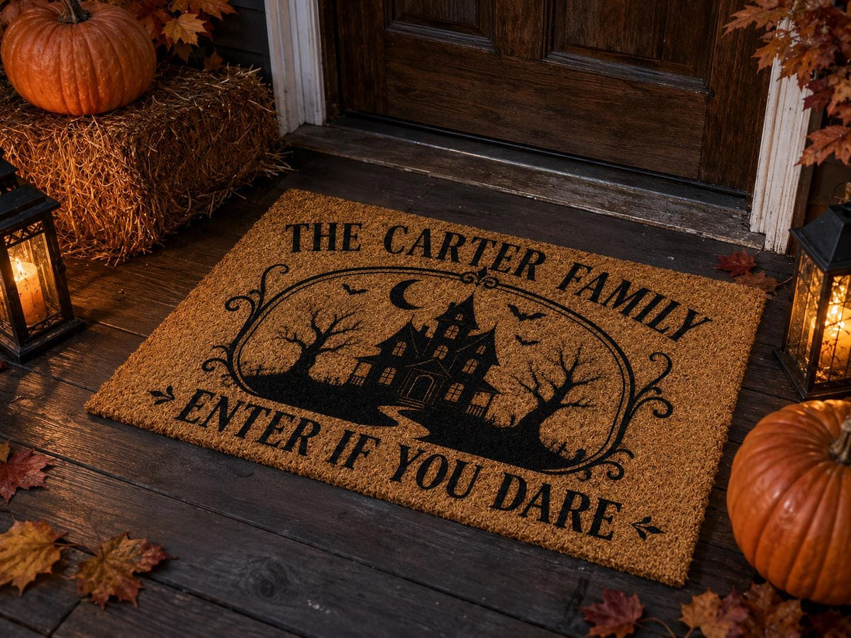 Personalized Haunted House Doormat - Custom Family Name Halloween Mat - image 2
