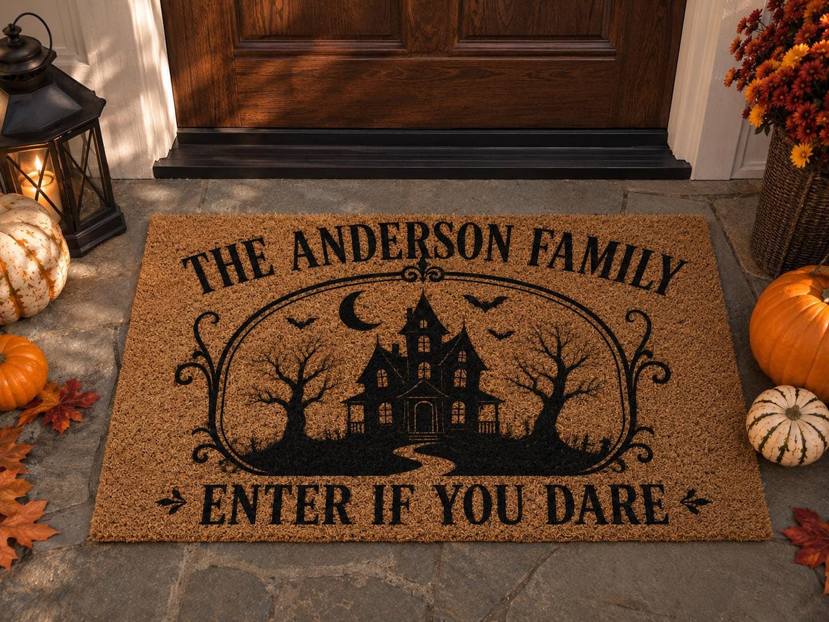 Personalized Haunted House Doormat - Custom Family Name Halloween Mat - image 4