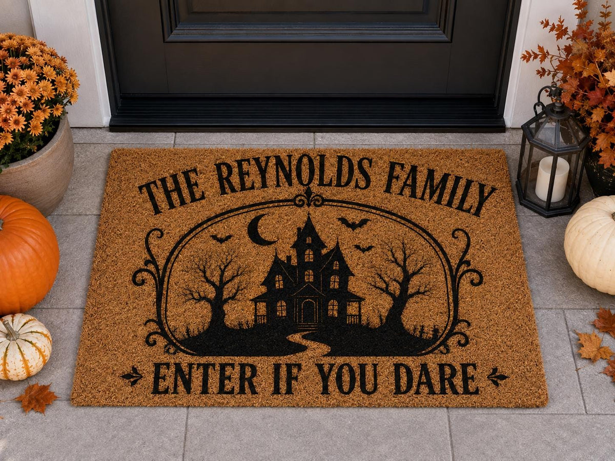 Personalized Haunted House Doormat - Custom Family Name Halloween Mat - image 3