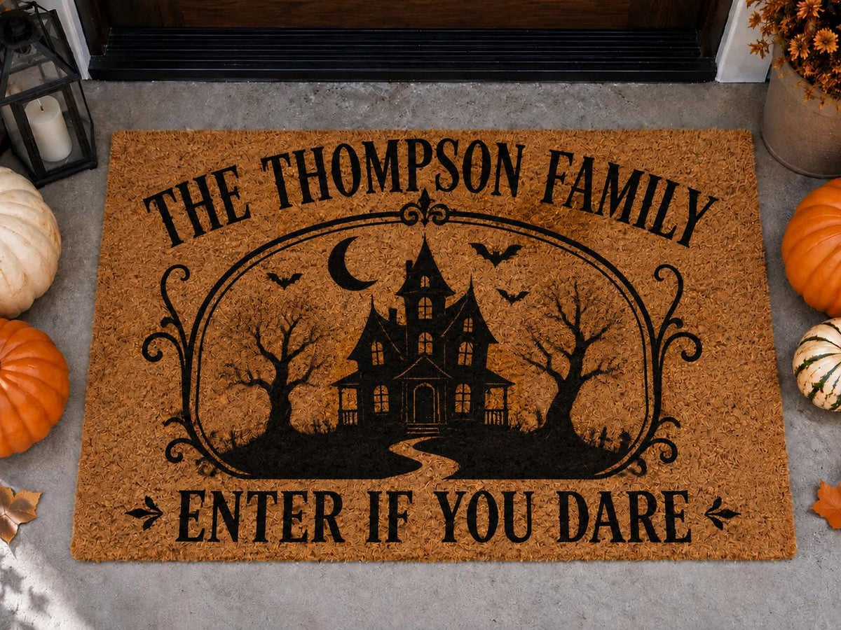 Personalized Haunted House Doormat - Custom Family Name Halloween Mat - image 6