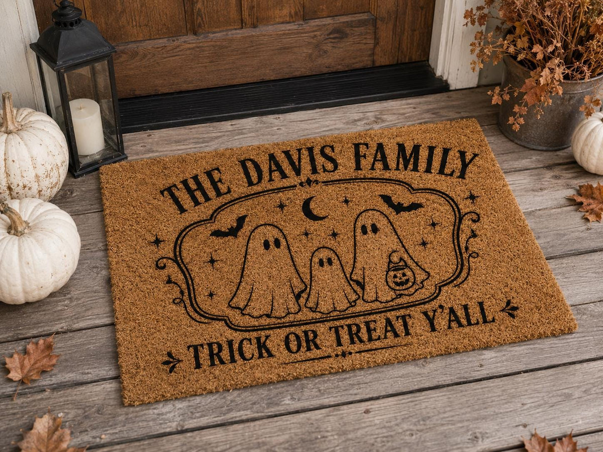 Personalized Halloween Doormat - Custom Family Name Ghost Welcome Mat - image 3