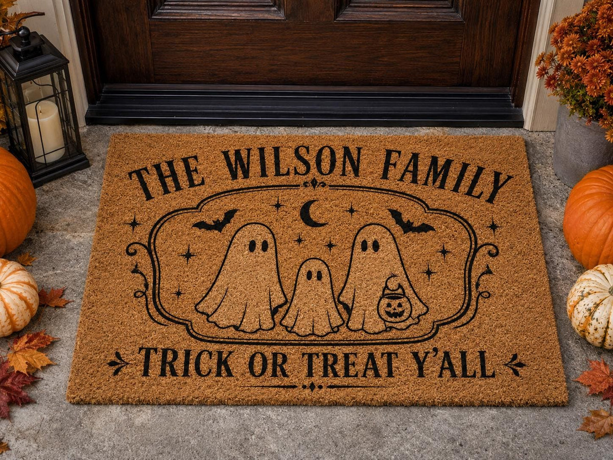 Personalized Halloween Doormat - Custom Family Name Ghost Welcome Mat - image 5