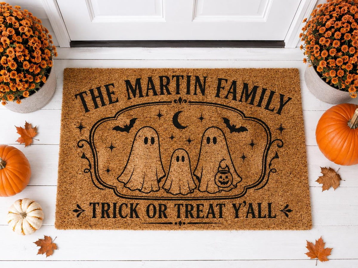 Personalized Halloween Doormat - Custom Family Name Ghost Welcome Mat - image 4